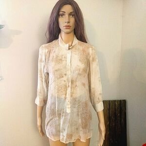 Aritzia Wilfred top Giulia Blouse Snake Print Long Line Button Down Polo Shirt